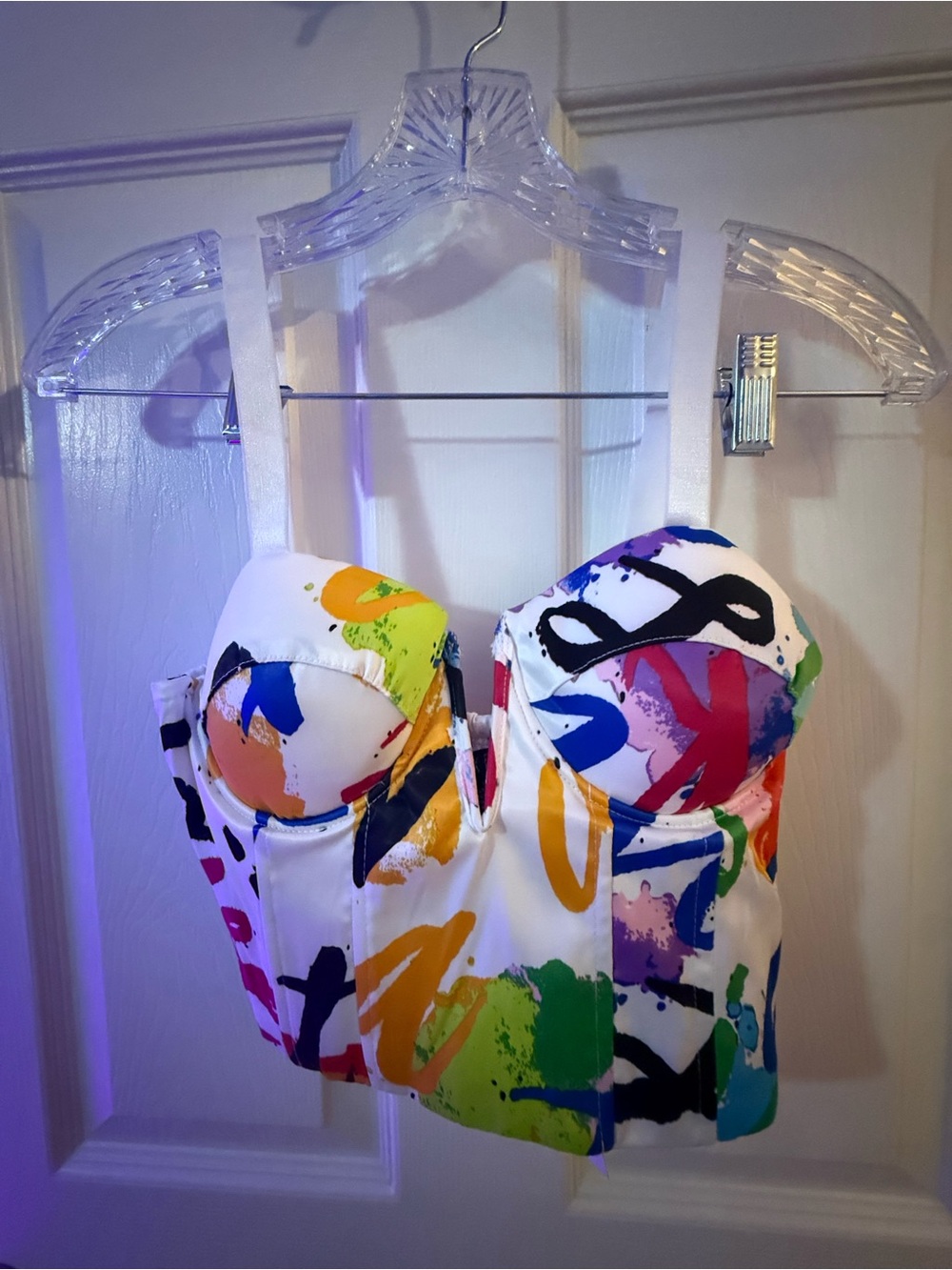 Colorful Graffiti Print Bustier
